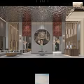 Modern Luxury Restaurant Featuring Fish Shaped Chandeliers Large Windows Ocean View Yellow Seats Marble Flooring