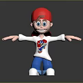 Cartoon Man With Red Cap White Long Sleeve Shirt And Blue Pants Arms Outstretched