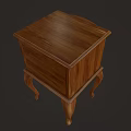 Classic Wooden Nightstand With Two Drawers Golden Handles And Curved Legs