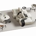 Modern Sectional Sofa Set With Accent Chairs Side Tables And Decorative Pillows 3d model