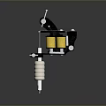 Professional Tattoo Machine With Yellow Coils Black Frame Metal Components And Precision Design