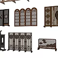Traditional Decorative Screens with Various Designs and Intricate Wooden Frames