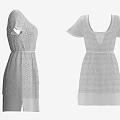 Elegant Women's White Lace Design V neck Short Sleeves Summer Dress