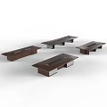 Modern Dark Brown Conference Tables With Metal Legs And Sleek Rectangular Design 3d model