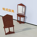 European Style Wooden Vanity Table With Classic Design And Mirror Top