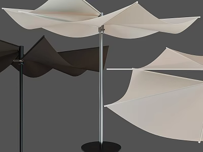 Stylish Outdoor Umbrellas With Different Colored Canopies And Metal Stands 3d model
