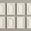 Various White Cabinet Door Designs Arranged In Grid 3d model