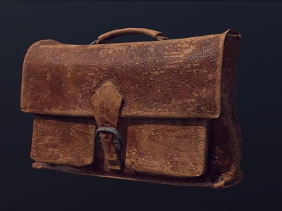 Vintage Brown Leather Bag With Worn Texture And Buckle Closure Design 3d model