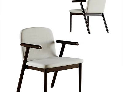 Modern Dining Chairs With Armrest Upholstered Seat And Wooden Legs 3d model
