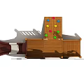 Fun Kids Playground Equipment Featuring Cartoon Brown Cow And Wooden Fence Structure