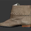 Brown Suede Ankle Boots With Scalloped Trim And Wooden Sole White Tag Inside