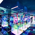 Futuristic Interior Space With Neon Lights Geometric Structures And Reflective Surfaces 3d model