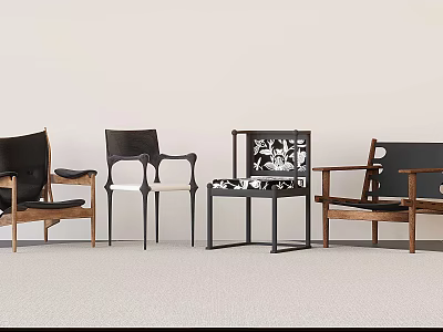 Modern Leisure Chairs With Wooden Frames And Comfortable Cushions In Various Designs 3d model