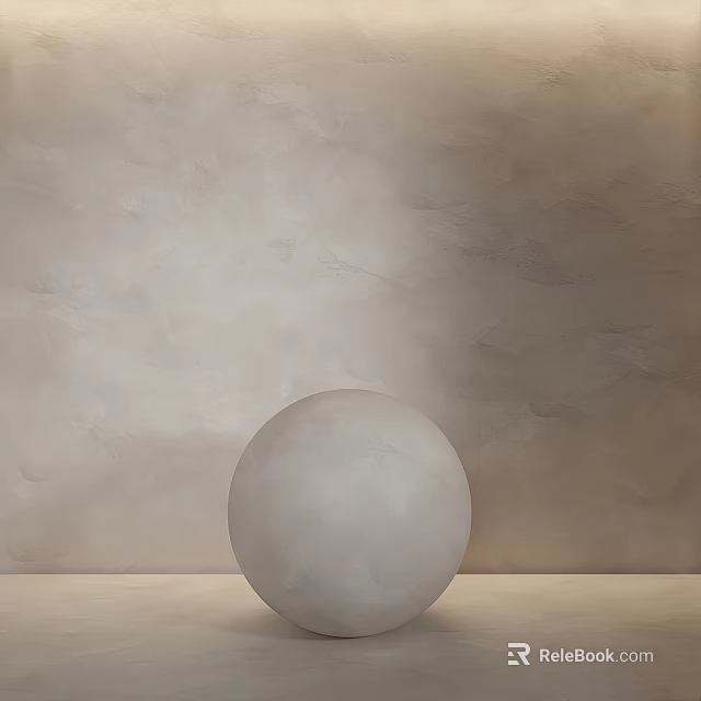 Light Gray Rough Textured Wall With Light Gray Sphere On Light Colored Tabletop 3d model