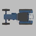 Vintage Blue Tractor With Large Wheels Exhaust Pipe And Worn Mechanical Parts
