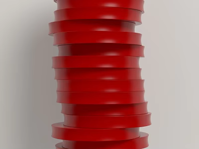 Red Stacked Disc Column With Smooth Circular Layers And Modern Design 3d model