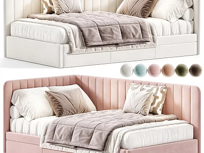 Modern Upholstered Sofa Bed With Soft Pillows And Multiple Color Options 3d model