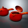 Modern Red Kitchen Appliance Cooking Pots with Open and Closed Lids