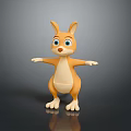 Cute 3D Cartoon Kangaroo Character With Orange White Fur Standing Open Arms