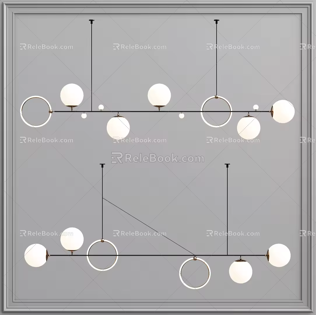 Light Luxury Chandelier Block Chandelier Combination 3d model
