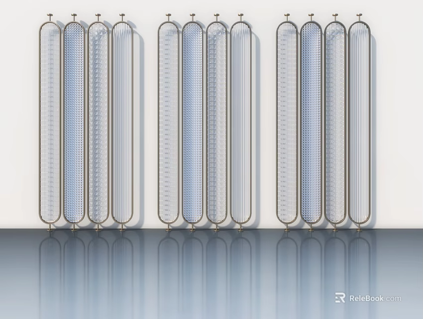 Modern Swing Doors with Clear Glass Panels and Metal Frames for Interior Design 3d model 