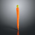 Fresh Whole Orange Carrot With Green Top Isolated On Dark Background