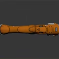 Futuristic Orange Weapon with Detailed Mechanical Structure and Ergonomic Grip Design