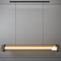 Modern Linear Chandelier With Sleek Metal Frame And Illuminated Long Design