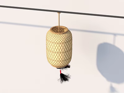 Traditional Hanging Bamboo Woven Lantern With Tassel Decoration For Home Decor 3d model