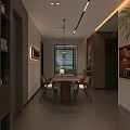 Modern Open Living Dining Room With White Sofa Black Coffee Table TV Wall And Blinds