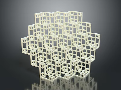 White Intricate 3D Geometric Cube Structure With Symmetrical Grid Design Model 3d model