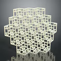 White Intricate 3D Geometric Cube Structure With Symmetrical Grid Design Model 3d model