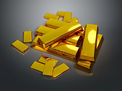 Luxury Shiny Golden Stacked Decorative Ornaments Set For Tabletop Display And Decoration 3d model