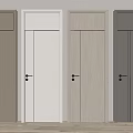 Modern Interior Hinged Doors in Various Neutral Tones With Simple Panel Design 3d model