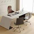 Modern Office Desk With Laptop Brown Leather Chair And Swivel Office Chairs By Window