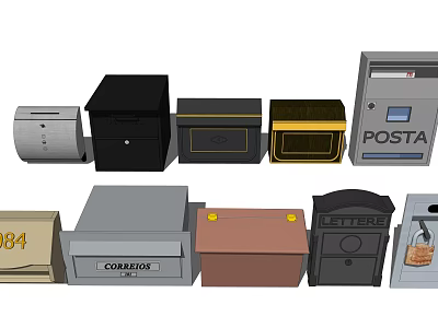 Commercial Postal Equipment Featuring Diverse Letter Boxes And Secure Storage Solutions 3d model