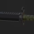 Tactical Military Knife With Serrated Blade Green Textured Grip And End Ring