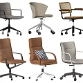 Modern Office Chairs with Various Designs Leather Seats and Woven Armrests