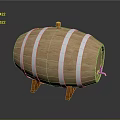Traditional Wooden Barrel With Metal Hoops Wooden Legs Bung And Tap