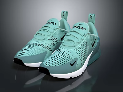 Light Green Nike Sneakers With Mesh Design And White Sole For Daily Use 3d model
