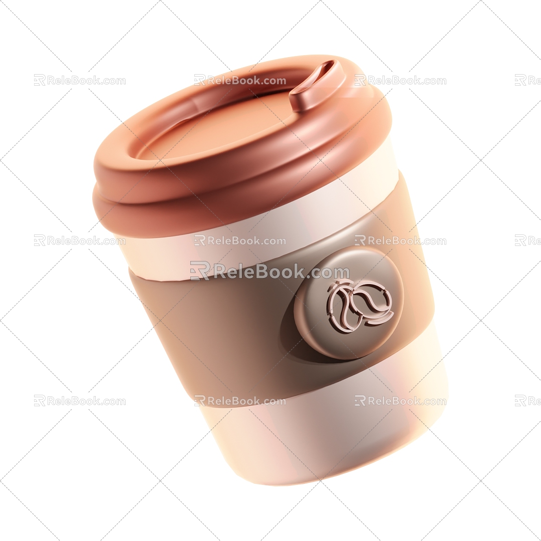 Modern coffee coffee cup cartoon coffee drink 3d model