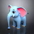 Adorable Blue 3D Cartoon Elephant Featuring Pink Ears And Big Eyes