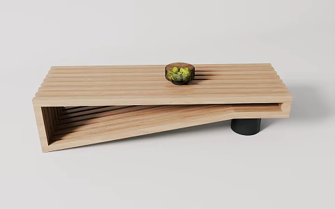 Modern solid wood stool 3d model