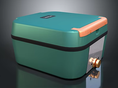 Teal Green Compact Electronic Appliance With Orange Top Gold Accents And Brand Logo 3d model