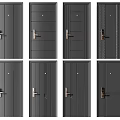 Modern Hinged Doors With Different Panel Patterns And Metal Handle Designs 3d model