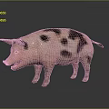 Spotted Pig With Black Spots Standing On Gray Background 3d model