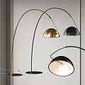 Modern Arched Floor Lamp Designs With Gold And Black Metallic Shades And Sturdy Bases