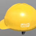 Yellow Safety Hat For Construction Work With Protective Design And Triangle Logo 3d model