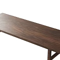 Rectangular Tea Table And Chairs With Walnut Wooden Surface And Simple Legs 3d model