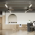 School Music Room With Grand Piano Wooden Chairs And Ceiling Fans